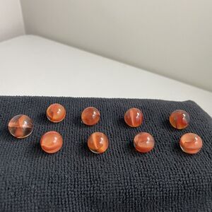 Vintage Marble King Nine Cats Eye Marbles Red Transparent Lot Different Sizes